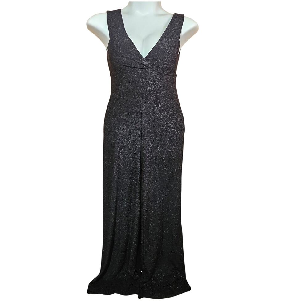 BCBGeneration Black Metallic Jumpsuit with Pockets Size Medium